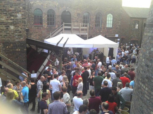 Crowds gather on the cobbles for beer festival as part of the inaugural Gladstone Gig, December 2013